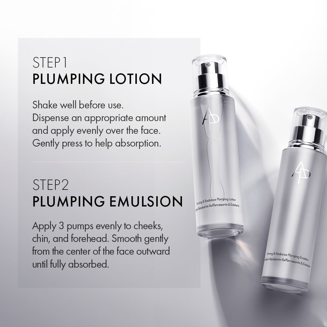 step 1 and 2 of how to use plumping lotion and emulsion