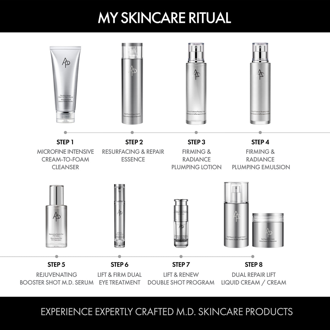 Step-by-step skincare routine with M.D. skincare products